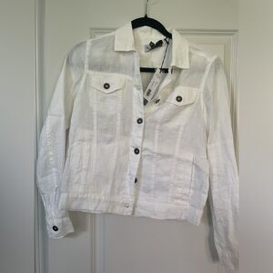 NEW WITH TAGS MICHAEL STARS WHITE LINEN JEAN JACKET